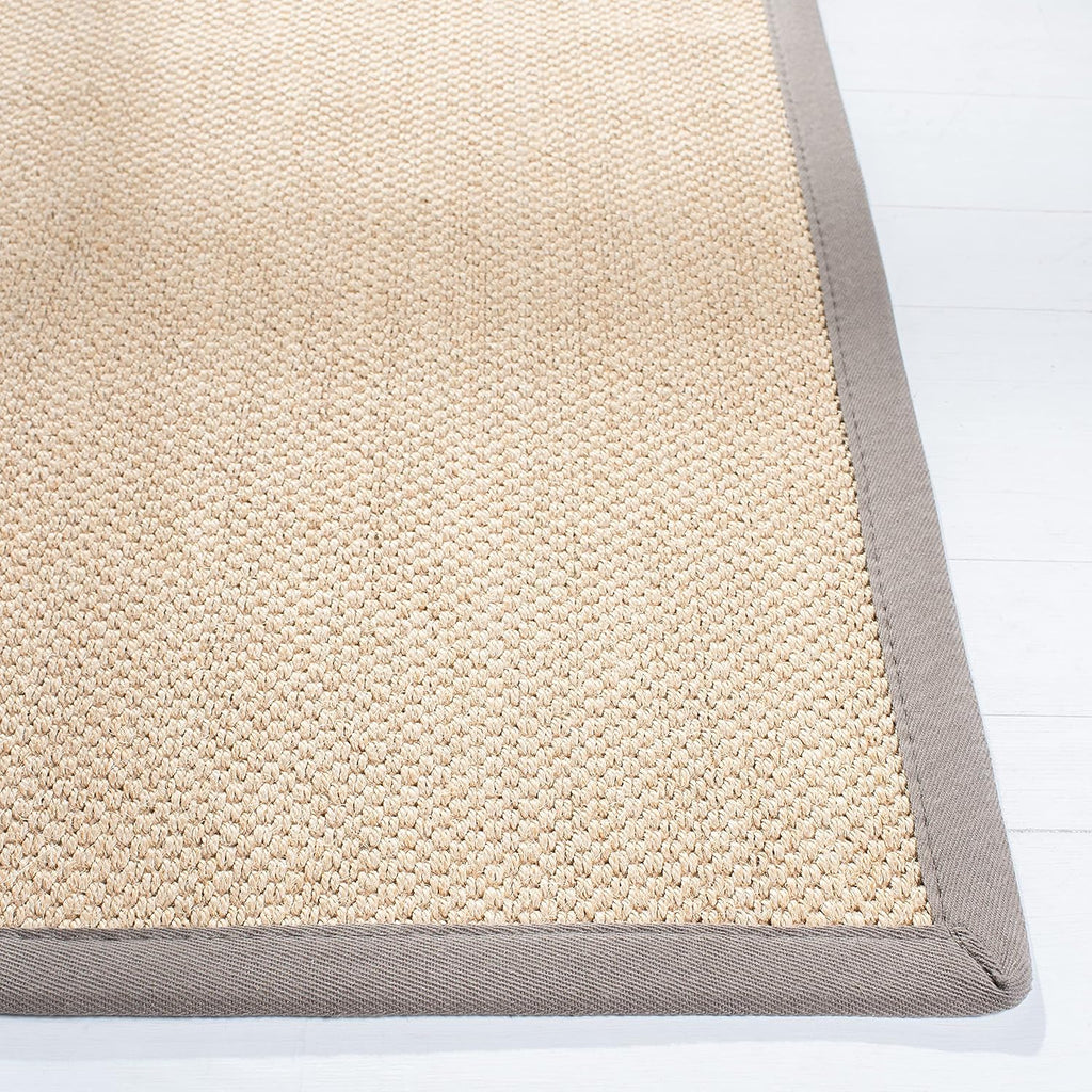 SAFAVIEH Area Rug 8x10 - Natural Fiber Collection - Large - Maize & Grey, Sisal, Woven Design with Border (NF141G)
