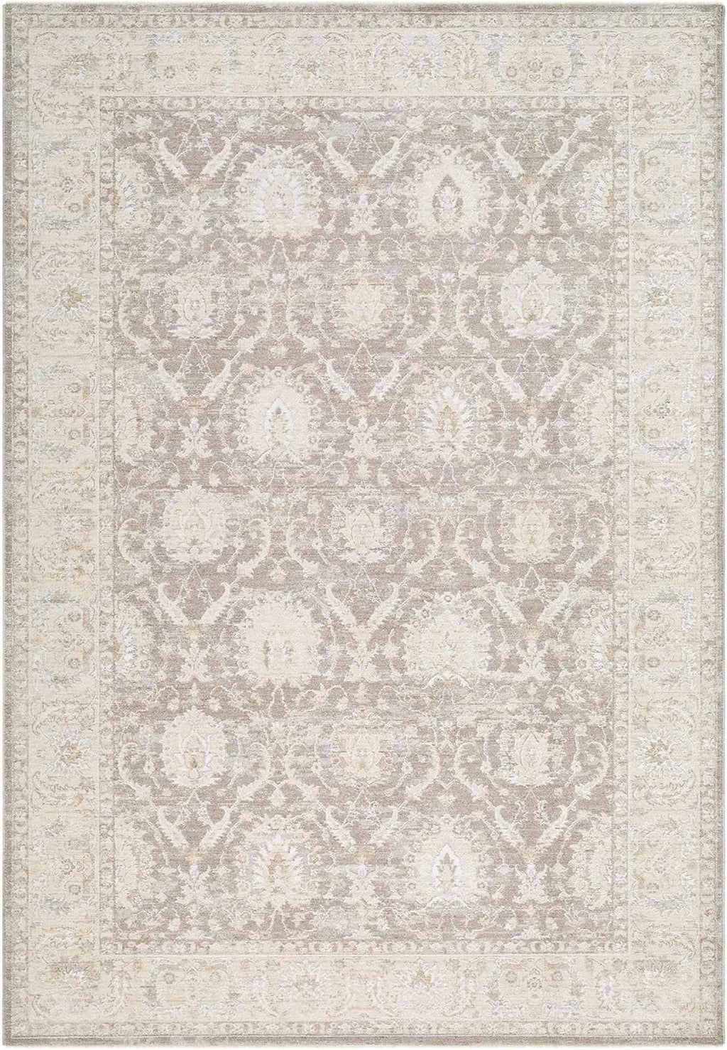 Hauteloom Bellington Living Room, Bedroom Area Rug - Neutral Traditional Bohemian Bordered - Gray, Cream, Beige, Brown - 7'10" x 10'2"