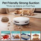SereneLife Automatic Robot Vacuum Cleaner and Mop Combo, App Control, 3 Cleaning Modes, Smart Anti-Fall Sensors, Self-Charging, High Suction Ideal for Pet Hair, Carpet and Hard Floors, White