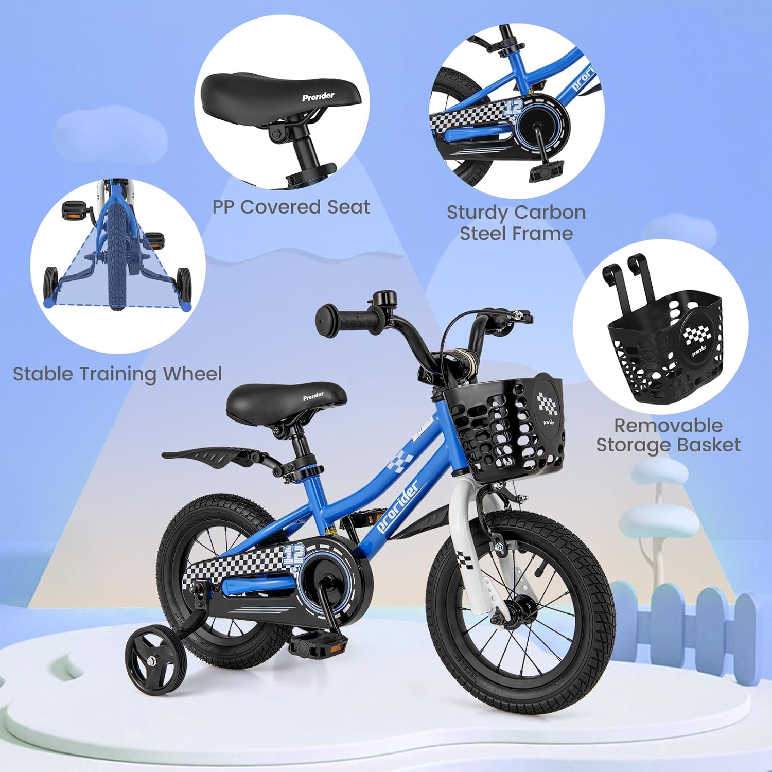BABY JOY Kids Bike, 12 14 16 18 Inch Boys Girls Bike for 3-8 Years w/Training Wheels, 20 Inch Children Bicycle for 8+ Teens w/Kickstand, Handbrake, Coaster Brake & Removable Basket, Sporty Bicycle