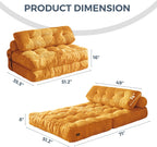 MAXYOYO Folding Sofa Bed, Convertible Sleeper Chair with Pillow Foldable Mattress with Back Support, Portable Fold Out Chair Bed Comfy Floor Sofa Lounge for Living Room Bedroom, Orange Double