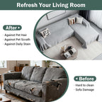 MEETSKY Couch Cover Sofa Covers, 2 Pieces Sectional Couch Covers for Sofa L Shape, Washable Sofa Slipcover for 3-4 Cushion Couch, Furniture Protector for Pets(XX-Large, 71"x118"+91"x134", Light Grey)