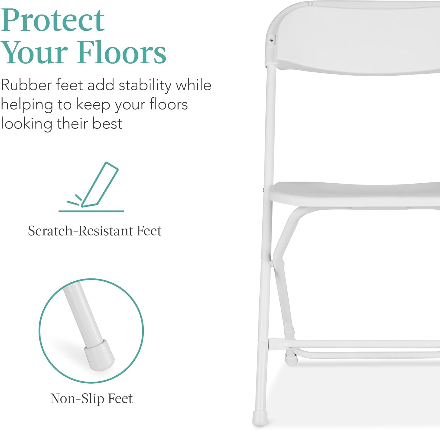 Best Choice Products Set of 10 Plastic Folding Chairs, Portable Stacking Indoor Outdoor Seating for Home, Yard, Garden, Parties, Events w/Non-Slip Feet, 350lb Weight Capacity - White