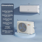COSTWAY 9000 BTU Mini Split Air Conditioner, with Heat Pump, 20.5 SEER2 115V Inverter, 24H Timer, Auto Clean, Remote Control for Rooms up to 450 Sq.Ft (Airtural Series)
