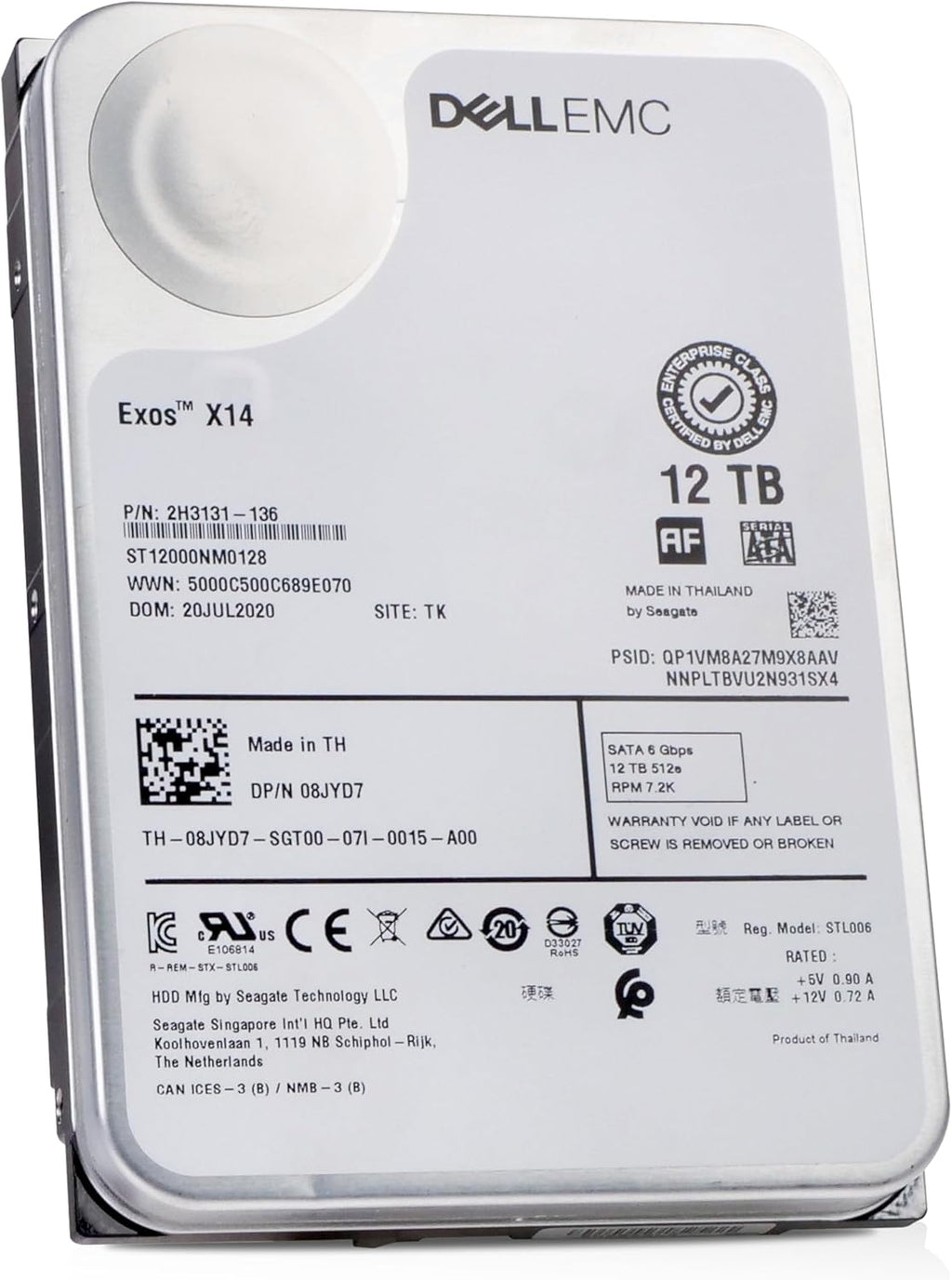Dell/Seagate Exos X14 12TB ST12000NM0128 7.2K RPM SATA 6Gb/s 512e 3.5" Enterprise Hard Drive (Renewed)
