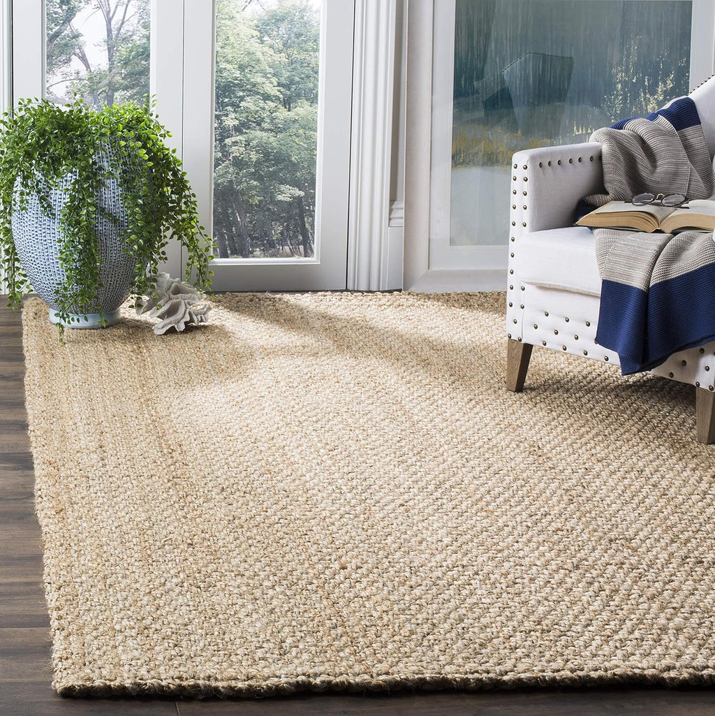 SAFAVIEH Area Rug 9x12 - Natural Fiber Collection - Large - Natural Brown, Handmade Jute, Basketweave Design (NF401A)