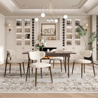 Dining Chairs Set of 4, Curved Back Kitchen Room Chairs with Metal Legs and Anti Slip Pads, Upholstered Dining Chair for Home and Restaurant, Beige