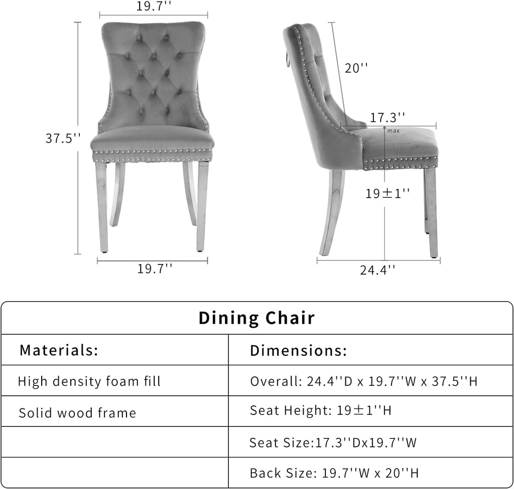 Velvet Dining Chairs Set of 6, Kitchen & Dining Room Chairs Set of 6, Tufted Dining Chairs, Velvet Upholstered, Chrome Metal Legs (Beige)