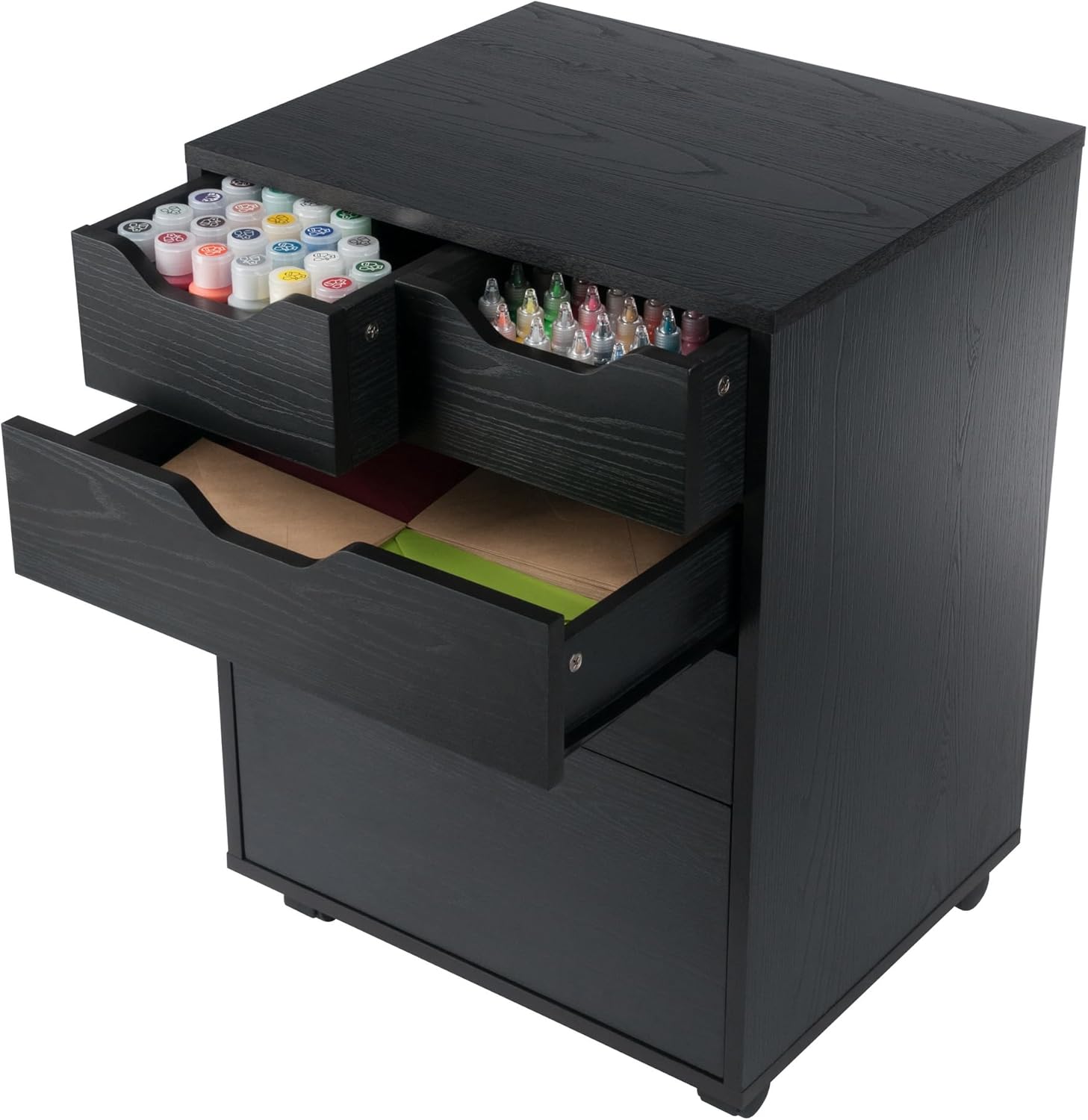 Winsome Halifax Mobile Storage Cabinet with 5 Drawers in Black, Stylish & Functional Home Storage Cabinet for Filing, Kitchen Organization, Moveable Furniture for Office, Dorms, Apartments