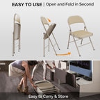 VINGLI 6 Pack Folding Chairs with Padded Seats, Metal Frame with Pu Leather Seat & Back, Capacity 350 lbs, Set of 6, Khaki