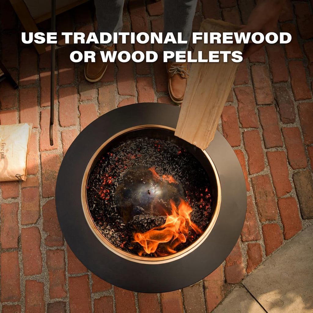 TIKI Patio Smokeless Outdoor Fire Pit  25-Inch Wood-Burning Bonfire with Removable Ash Pan  Stand  and Weather-Resistant Cover
