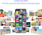 I24 Ultra Unlocked Phone 8GB+256GB Android Cell Phone 7 inch HD Screen Mobile Phone 108MP+48MP Camera 6800 mAh Extra Large Battery 5G Dual SIM (Titanium Gray)