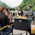 Meilocar 45in Fire Table  Propane Fire Pit with Glass Wind Guard and Rain Cover  Outdoor Firepit Table 50000 BTU 3-in-1 Fire Table for Patio/Yard/Balcony  Gray Tabletop