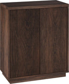 Henn&Hart 28" Fluted Wooden Accent Cabinet, Ribbed Modern Sideboard Buffet Cabinet with 2 Doors and an Adjustable Shelf for Living Room, Dining Room, Bedroom or Entryway, Rich Brown