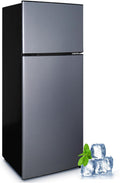8.5 cu.ft Dual-Door Apartment Refrigerator with Freezer and Adjustable Thermostat - Slide-Out Glass Shelves for Dorms, Offices, RVs, and Homes