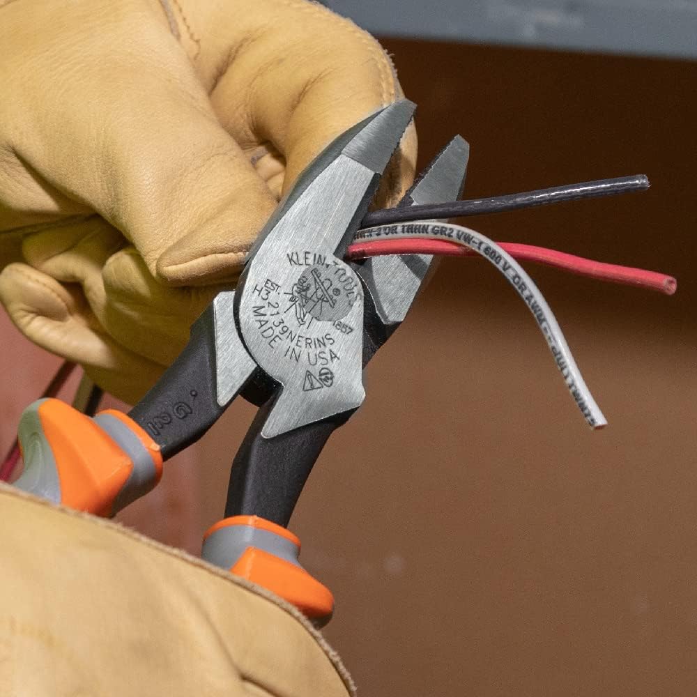 Klein Tools 9420R 1000V Insulated Plier Tool Set, Made in USA, with Long-Nose, Side-Cutting, and Diagonal Cutting Pliers, 3-Piece