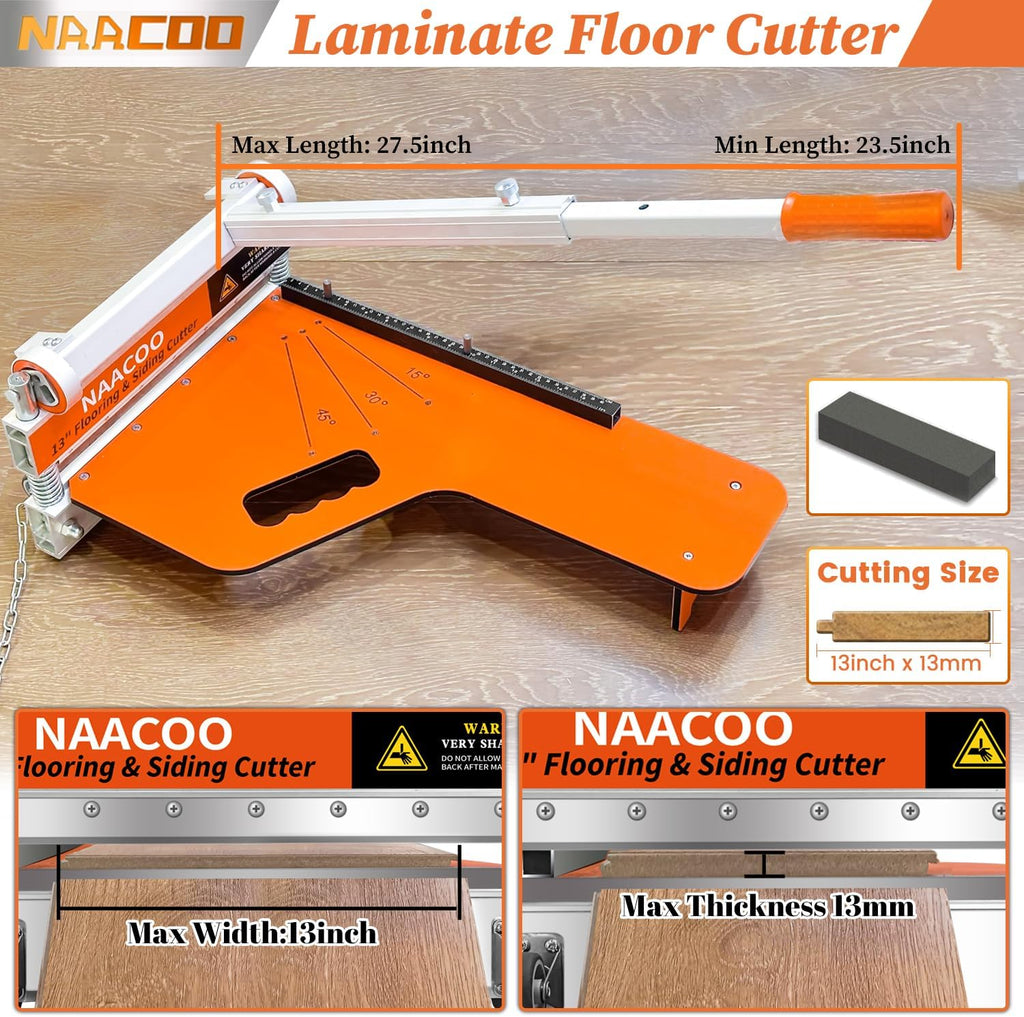 NAACOO Laminate/Vinyl Floor Cutter, 13” Vinyl Plank Cutter with Wheel – Just 1 Step Meet Angle&Length Cutting, Flooring Tools - Cuts Laminate Floor, Engineer Wood, LVP/T, VCT, SPC, WPC