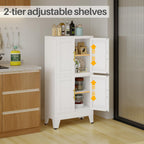 47“H White Metal Bathroom Storage Cabinet, Kitchen Pantry Cabinet with Doors and 3 Adjustable Shelves, Bathroom cabinets Organizer, for Home Office, Bedroom
