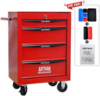 Rolling Metal Tool Chest with 4 Drawers, 20" 4-Drawer Tool Chest Cabinet with Ball Bearing Drawer Slides, Steel Tool Storage Box Organizer -Red