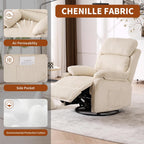 Adult 360° Rocking Recliner Chair .Nursery Rocker Reclining Chair with Side Pocket, a Comfy upholstered Single Sofa Armchair. Suitable for Living Room, Bedroom Nursing use, Velvet Fabric in Beige