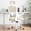 Ergonomic Office Chair,Ultra Thick Office Desk Chair with Adjustable Lumbar Support and Headrest,Spring Cushion,Rocking Function,Flip-up arms,Mesh Computer Chair for Home Office,Khaki