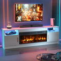 BREEZEHEAT TV Stand with Fireplace-Fireplace TV Stand for 75+ inch TV, LED Entertainment Center for Living Room w/ 36" Fireplace Inserts, TV Console with Cabinet, White