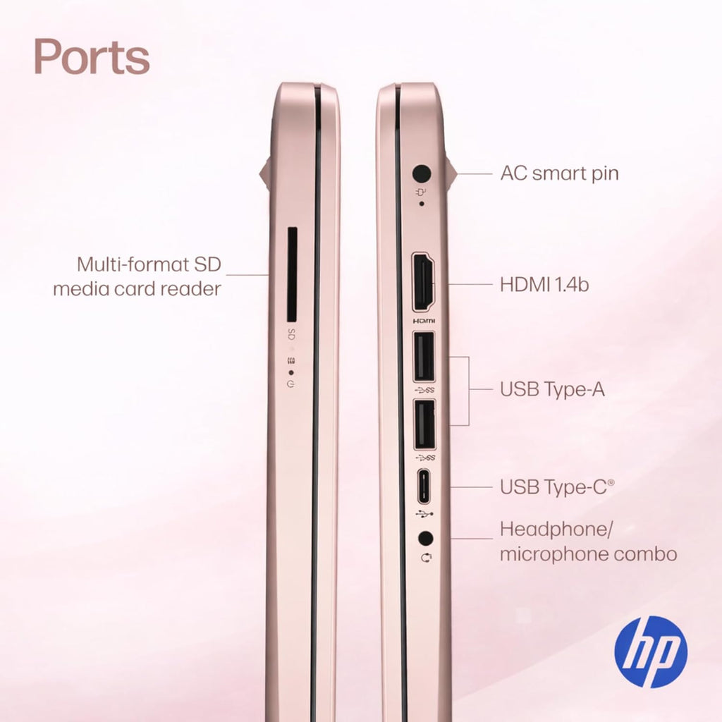 HP Ultrabook Laptop  8GB RAM  1.1TB Storage (1TB OneDrive + 64GB SSD)  Microsoft 365 Included  Intel 2-Core | Fast  Smart  Budget-Friendly  AI-Ready Essential no Mouse  Rose Gold