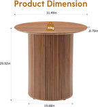 AVZEAR 31.5" Round Dining Table for 2 People, Small Kitchen Dinner Table with Fluted Wood Base, Farmhouse Circle Dining Tables for Home, Kitchen, Dining Room, Living Room (Walnut)