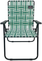 MOUNTAIN SUMMIT GEAR Retro Webbed Camping Chair - Lightweight, Foldable, Durable Steel Frame, 300lb Capacity, Vintage Stripes by Caddis Sports (1, Sage Green)