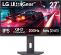 LG 27G610A-B 27-inch Ultragear QHD (2560 x 1440) IPS Gaming Monitor  200Hz  1ms  AMD FreeSync Premium  VESA DisplayHDR 400  HDMI  DisplayPort  Tilt/Height/Swivel/Pivot Stand  Black