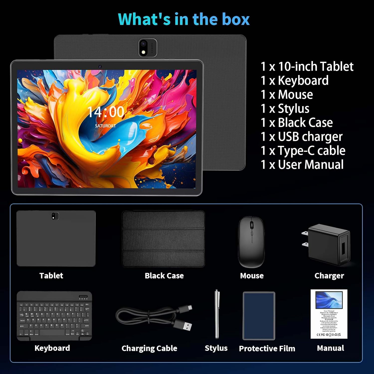 Android Tablet with Keyboard, 2026 Android 15 Tablet 10 inch, 26GB+256GB+2TB Expand, Electronic Tablet PC with Gemini, 8-Core, 8000mAh, 5G WiFi, GMS, 2 in 1 Tablet with Case/Mouse/Stylus(Green Case)