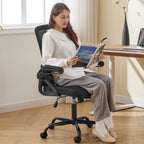 Ergonomic Office Chair, Desk Chair with Adjustable Lumbar Support, Breathable Mesh Comfy Computer Chairs with Flip-up Armrests Executive Task Chair for Adults Home Office(Black)
