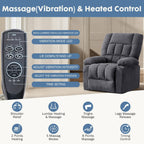 DUMOS Power Lift Recliner Chair with Vibration Massage and Heat for Elderly, Ergonomic Overstuffed Breathable Fabric Reclining Chair with 3 Pockets, Remote Control, Living Room, Bedroom, Grey