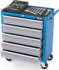 TUFFIOM 5-Drawer Rolling Tool Chest w/Drawers & Lock, Tool Storage Cabinet with Lockable Wheels, Top Cushion & Drawer Liners, Tool Organizer Box for Garage, Warehouse & Repair Shop
