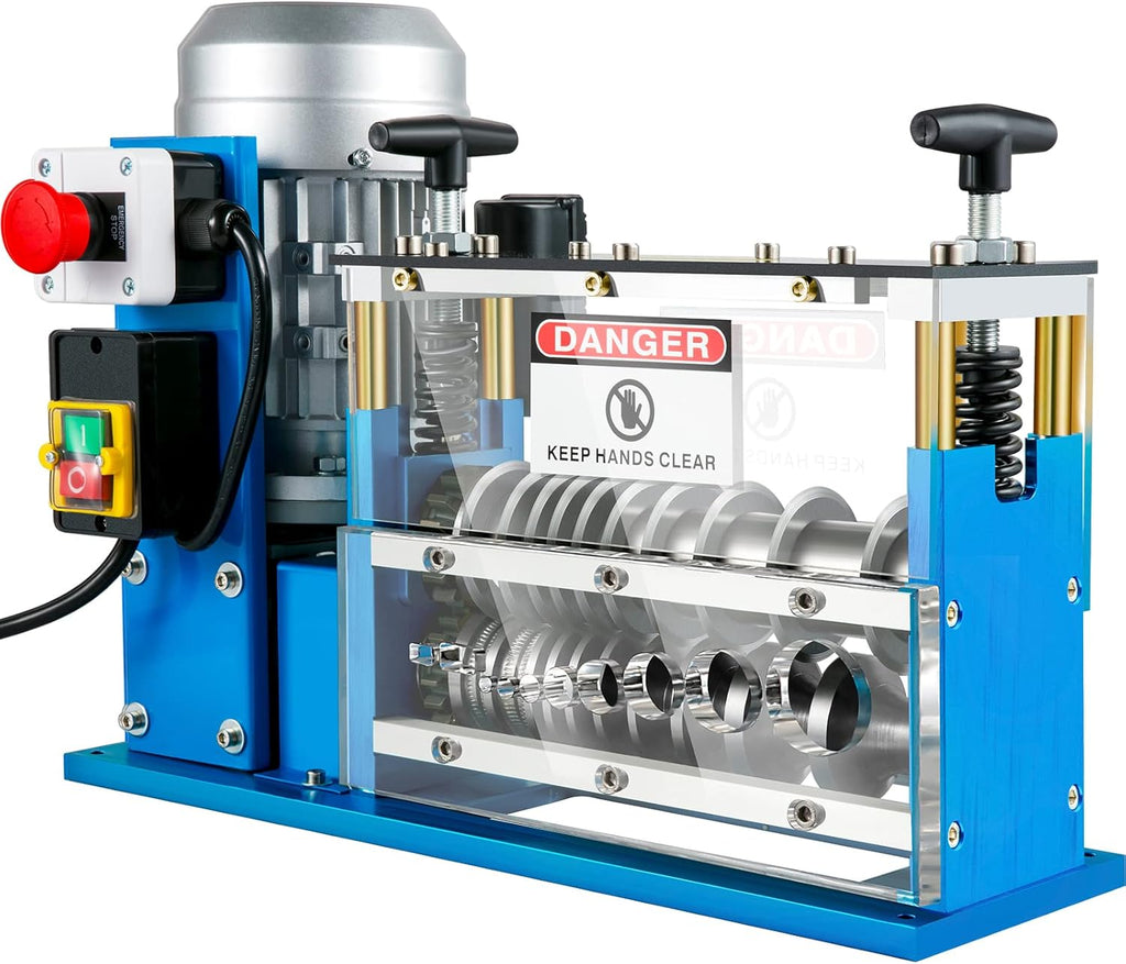VEVOR Electric Wire Stripping Machine, 370W 0.06" - 1.5" Automatic Motorized Cable Stripper w/ 75 Feet/Minute Speed, 11 Channels 10 Blades Strip Machinery, Scrap Handling Tool for Recycling Copper