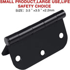 42 Pack Matte Black Door Hinges for Doors 3.5 x 3.5 Inch, Interior Rounded5/8 Radius Heavy-Duty Removable Pin Hinge for Standard Bedroom Office Hardware Guest Launtry Closet RV Shelter Shed