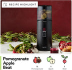 Hurom H400 Renewed Easy Clean Slow Juicer, Matte Black | Hands-Free | Hopper Fits Whole Produce | Quiet Motor | Scrub Free Cleaning | BPA Free | Easy Assembly | Cold Press Masticating Juicer
