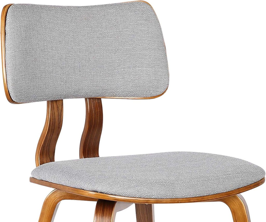 Armen Living Jaguar Mid Century Modern Dining Accent Chair for Kitchen Table Desk Vanity in Grey Fabric and Walnut Wood Finish