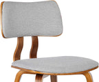 Armen Living Jaguar Mid Century Modern Dining Accent Chair for Kitchen Table Desk Vanity in Grey Fabric and Walnut Wood Finish
