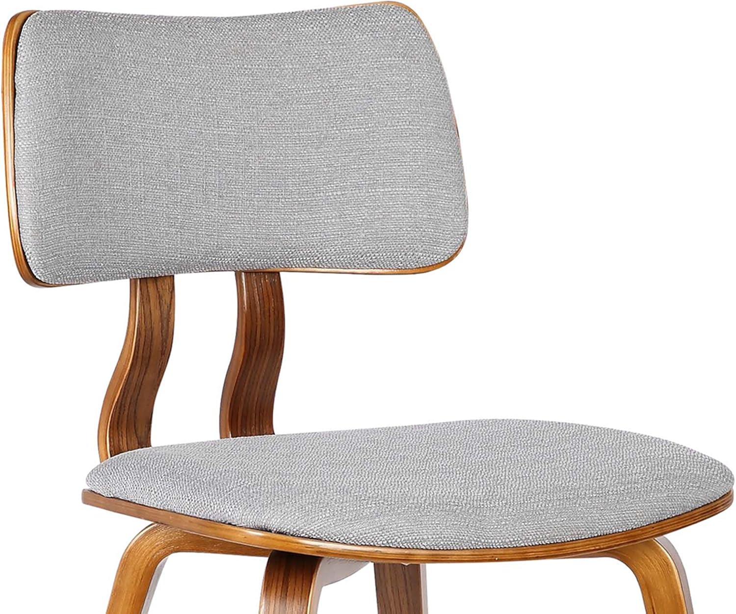 Armen Living Jaguar Mid Century Modern Dining Accent Chair for Kitchen Table Desk Vanity in Grey Fabric and Walnut Wood Finish