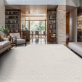 Modern Micro Loop Indoor Area Rugs for Living Room Bedroom Kitchen Geometric Triangle White 9x12 Luxury Durable Low and High Pile Non-Shedding Stain Resistant Soft Area Carpet 9 x 12