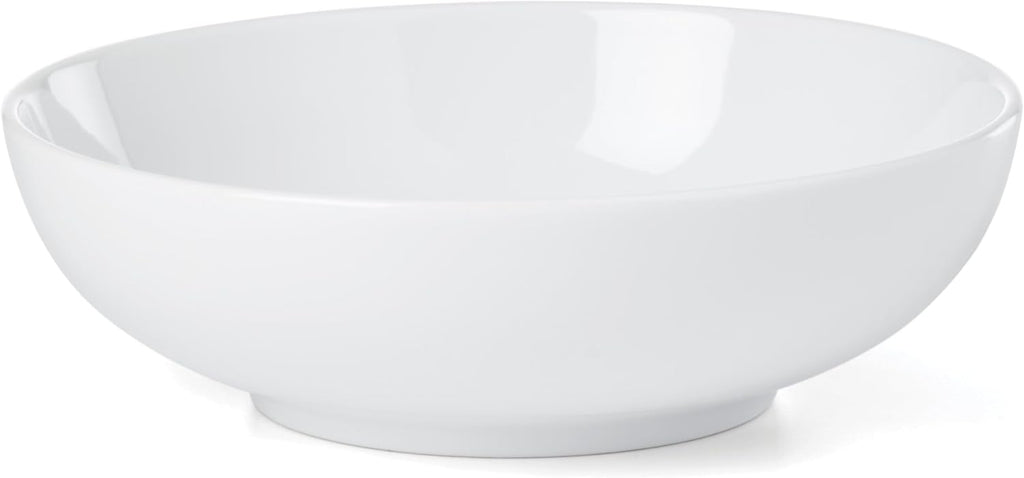 Oneida Serveware, 24 Seven 3-Piece Nesting Bowl Set With Wood Stand, Porcelain Material Wooden Stand, Home And Kitchen, Dishwasher And Microwave Safe, Serving Bowls, Salad Bowl (White, 4 Pieces)