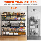 REIBII 85.7"H Garage Shelving 2998LBS Storage Shelves with Wheels&Feet,5 Tier Garage Shelves Heavy Duty Adjustable Wire Shelving for Basement Commercial Industrial Pantry, 85.7"H X 55.5"W X 24.2"D