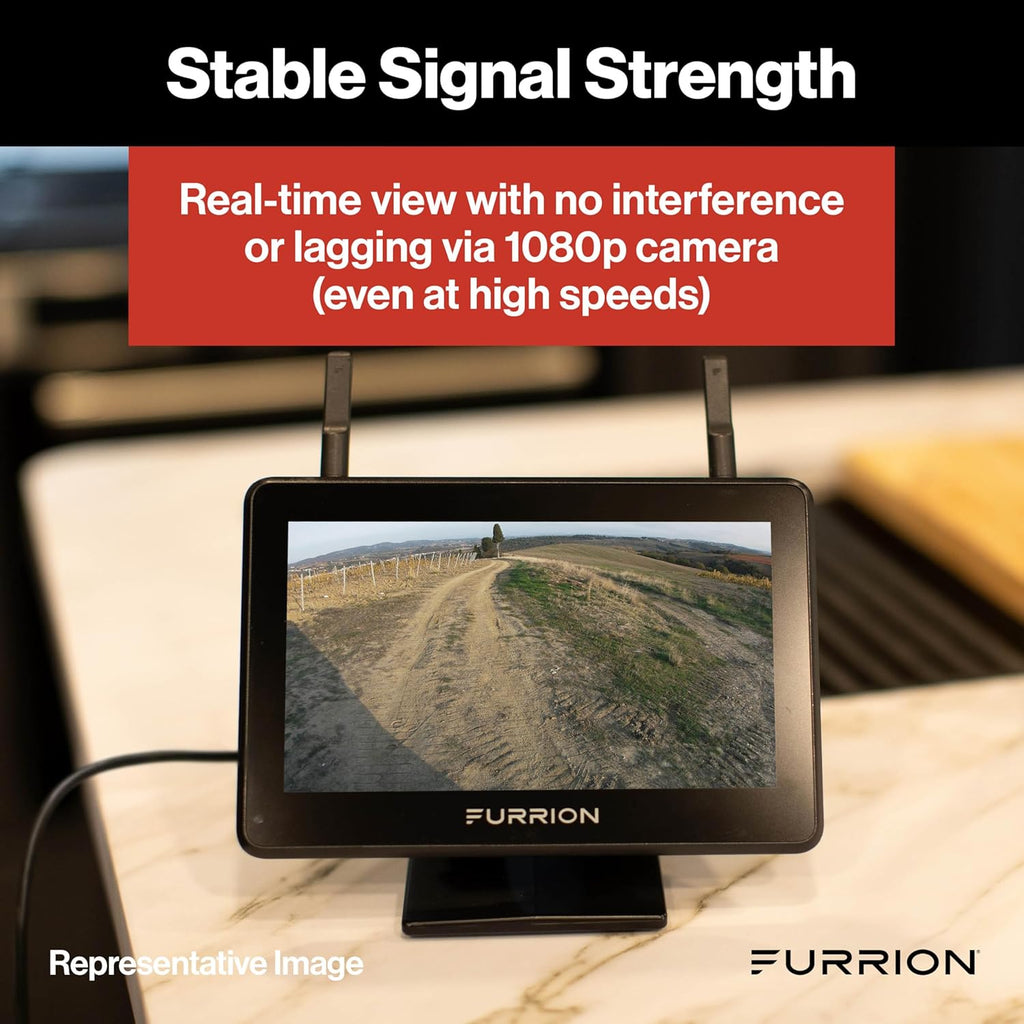 Furrion Vision S+ RV Observation System with 7" Monitor  Sharkfin  Infrared Night Vision  Live Streaming  Wide Viewing Angle - FOS7HTASF