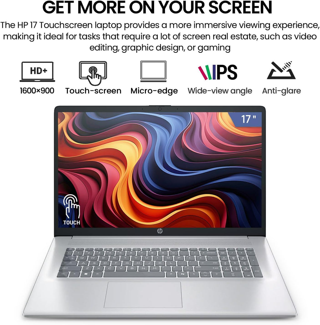 HP 2026 17 Inch Laptop Touchscreen Computer  17.3 HD+ IPS Touch Screen Business Laptop AI PC  15th Gen Intel Core Ultra 7(12-Core)  32GB DDR5 RAM 2TB SSD|Windows 11 Pro  10-Key Backlit Keyboard|WiFi6