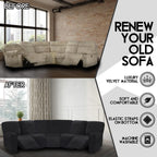 ULTICOR 7-Piece L Shape Sectional Recliner Sofa Covers, Velvet Stretch Reclining Couch Covers for Sofa, Thick, Soft, Washable (Black, 5 Seat Cover)
