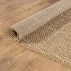 Beverly Rug Easy Jute Checkered Squared Rug 9x12 Washable Large Indoor Outdoor Area Rugs for Living Dining Room Patio Office Stain Resistant Non Shedding Casual Indoor Outside Carpet 9 x 12 Natural
