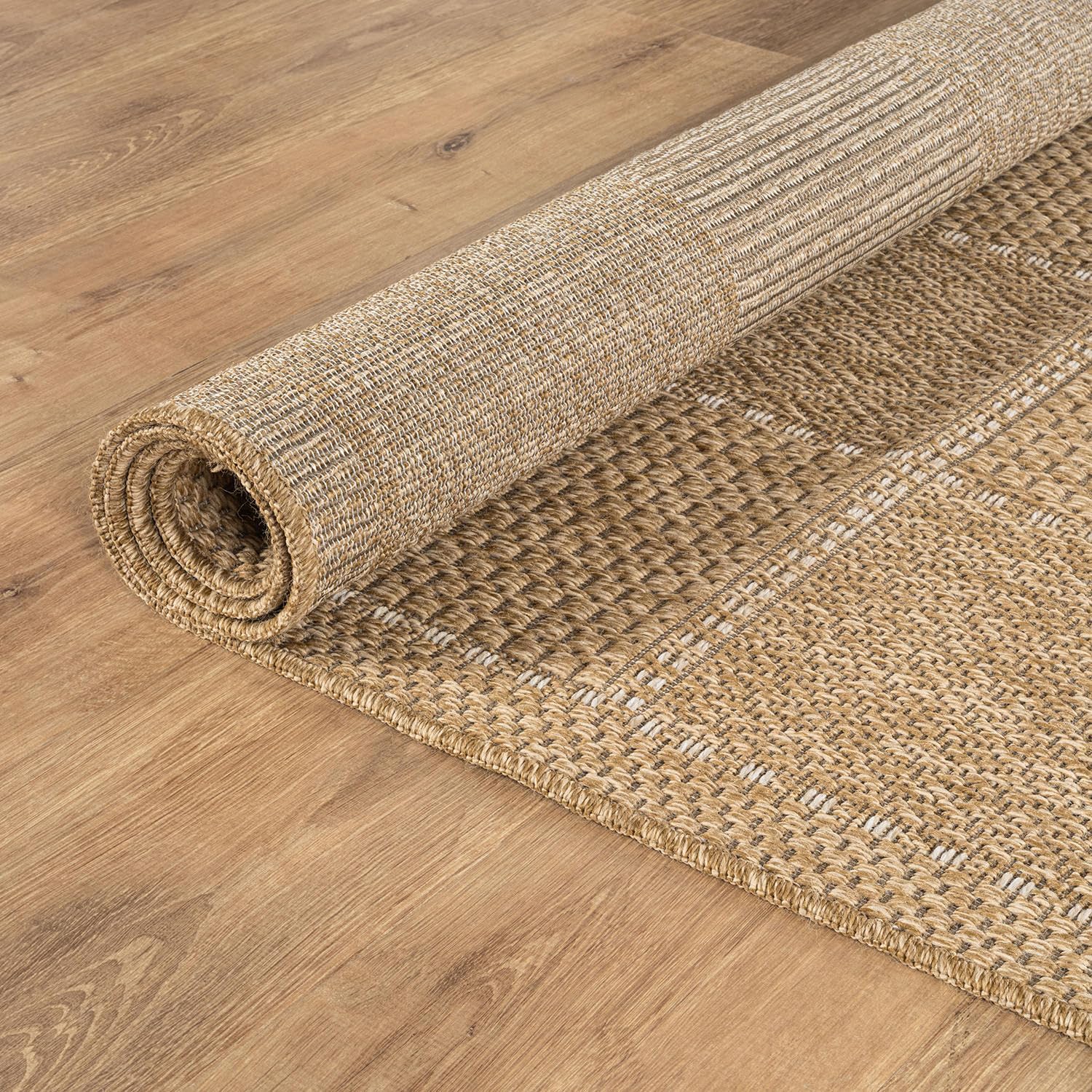 Beverly Rug Easy Jute Checkered Squared Rug 9x12 Washable Large Indoor Outdoor Area Rugs for Living Dining Room Patio Office Stain Resistant Non Shedding Casual Indoor Outside Carpet 9 x 12 Natural