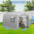 Jocoevol Carport 6x8 FT Enclosed Carport with Roll-up Windows, Portable Garage with Removable Sidewalls & Doors, Car Canopy Tent with Sandbags All-Season Tarp for Bike Motorcycle