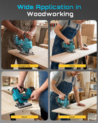 SEESII Brushless Cordless Jigsaw Tool, 2×4.0Ah Batteries, Tool-Free 0–45° Bevel Cutting, 3500 SPM Variable Speed, 4 Orbital Settings, Electric Jig Saw for Woodworking & DIY Projects & Home Use